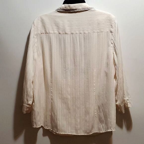 Alfred Dunner Embroidered Button Up Collared Long Sleeve Vintage Style Blouse 16 - Picture 8 of 16